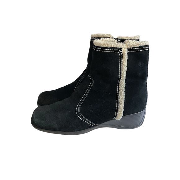 Naturalizer Women's Black Suede Ankle Boots Size 9.5 Fur Side Zip Comfort Warm - Picture 5 of 11